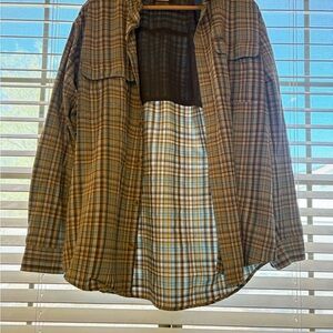 Men's Tan Plaid Shirt Jacket